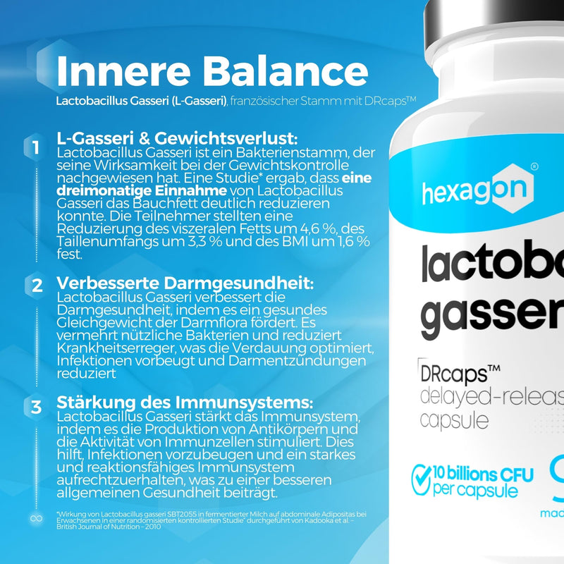[Australia] - Lactobacillus Gasseri 10 Billion CFU/Capsule - Complete 3+ Month Cure - L-Gasseri - Freshcare™ - 90 DRcaps™ Stomach Acid-Resistant Capsules - Vegan - Hexagon 