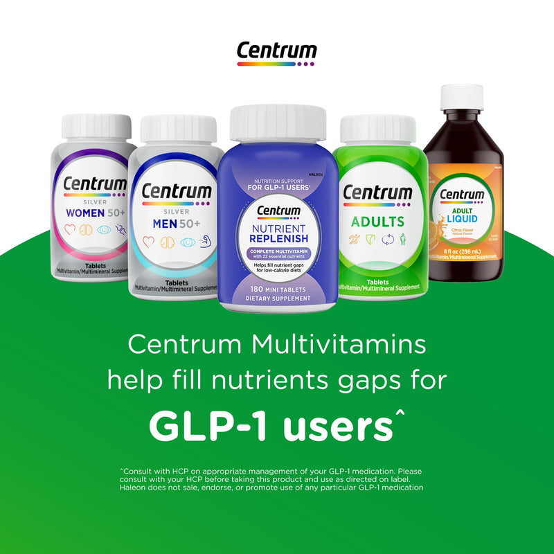 Centrum Minis Silver Multivitamin for Adults 50 and Over, 320 Tablets | Contains Vitamin D3, B Vitamins, Clinically Proven to Support Memory as You Age, GLP-1 Support Unflavored 320 Count (Pack of 1)