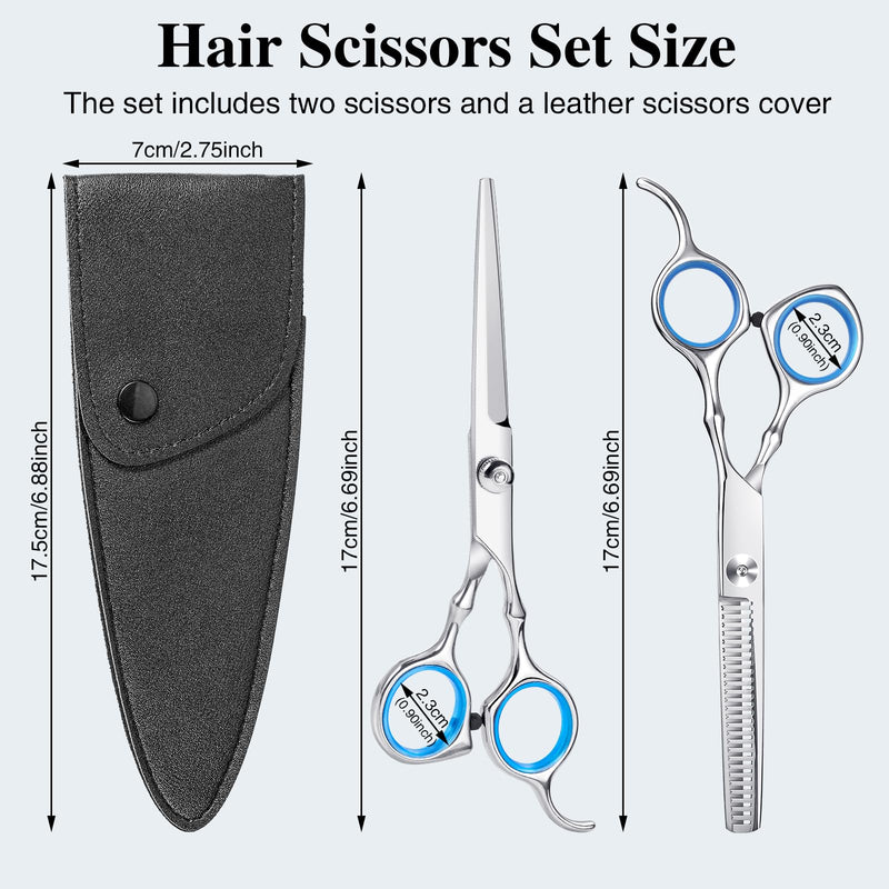 [Australia] - Hairdressing Scissors, 6.7 Inch Sharp Hair Scissors Set Stainless Steel Hair Cutting Scissors Professional with Protective Case, Hair Scissors Hairdresser Thinning Scissors for Beginners, Barber Shop, Pet Silver 