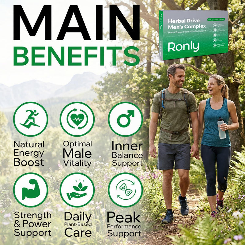 RONLY Herbal Drive 100mg – 30 Tablets for Men | Strong Effect Herbal Supplement | Maca, Tribulus & Rhodiola Formula | Energy, Stamina & Enhanced Vitality Support | Advanced Men’s Complex | UK Made 30 count (Pack of 1)
