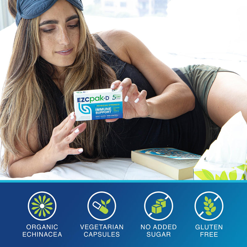 [Australia] - EZC Pak+D 5-Day Tapered Immune System Booster - Vitamin Immune Support Supplement, Echinacea, Zinc, Vitamin C, & Vitamin D, Immune System Support, Immune Boosters for Adults 1 Count (Pack of 1) 