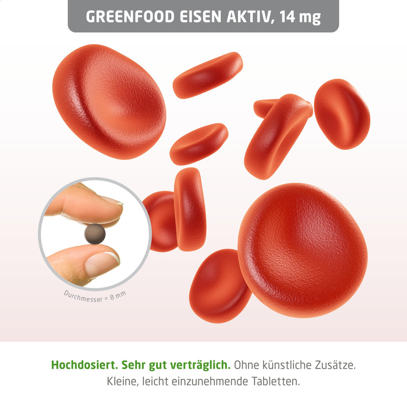 [Australia] - High-dose iron tablets - iron 14 mg (180 vegan tablets) - iron vitamin C for better absorption - against tiredness and exhaustion - chelate complex (iron bisglycinate) - Greenfood 1 piece (pack of 180) 