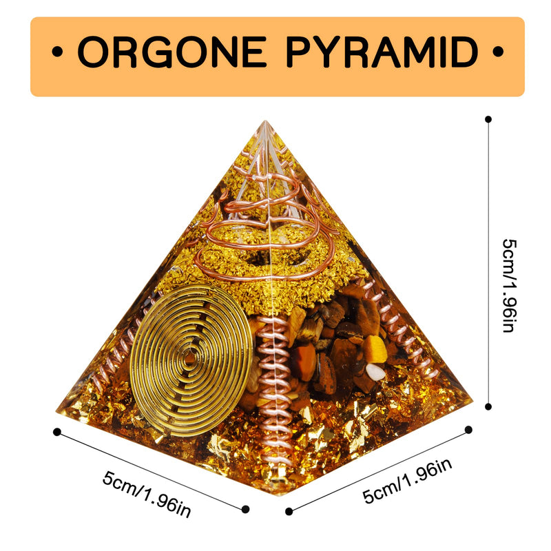 [Australia] - Orgone Pyramid, Small Healing Crystals Pyramid with Tiger's Eye Stones, Orgonite Energy Generator for Resist Stress, Bring Good Luck and Wealth Tiger Eye 