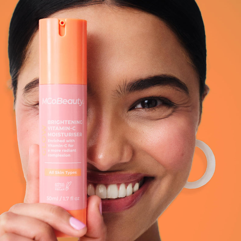 MCoBeauty Glow Brightening Vitamin C Facial Moisturizer | Hydrating Face Cream with Ferulic Acid, Radiant, Energised & Dewy Skin, Vegan & Cruelty Free Moisturiser