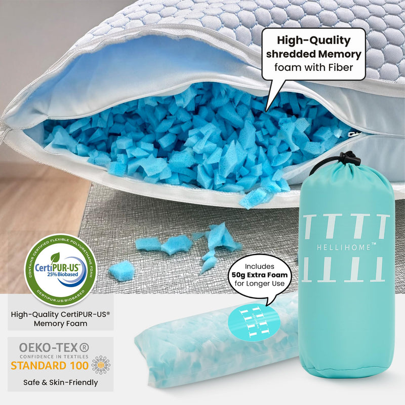 [Australia] - Ear Piercing Pillow with Hole for Ear - Adjustable Shredded Memory Foam Pillow for Side Sleepers, CNH Pillow for Piercing Healing & Ear Pain Relief | Soft Washable Travel Pillow with Bag Extra Foam 