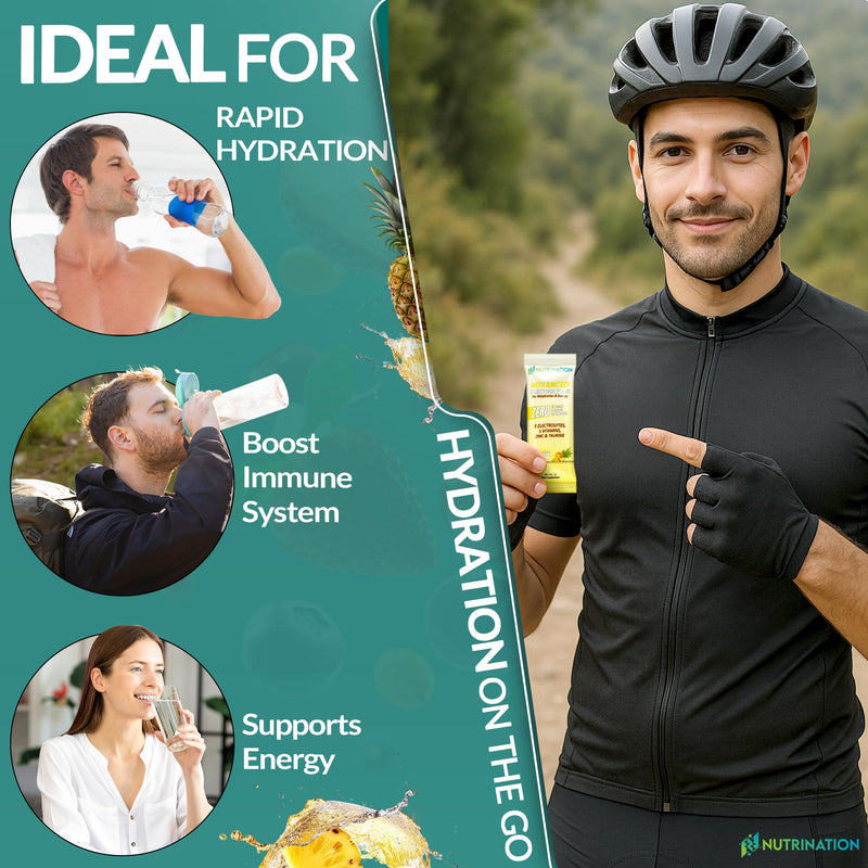 Advanced Electrolytes Sachets – High Strength Hydration Sachets with 5 Electrolytes, 5 Essential Vitamins & 500mg Taurine for Energy Support – Zero Sugar, Zero Calories – Variety Pack of 30 30 Sachets