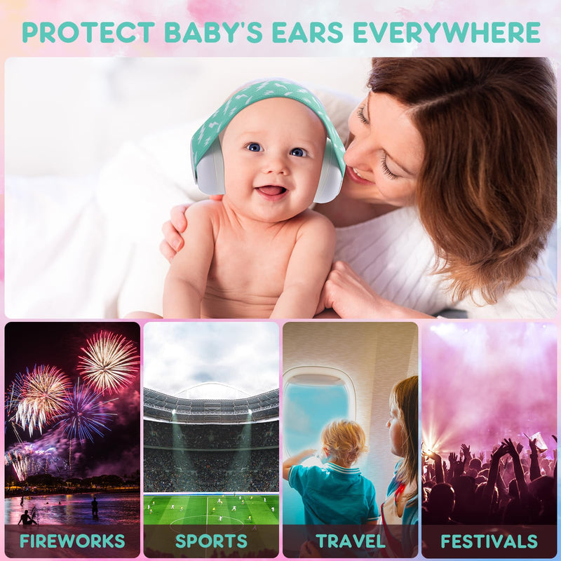 [Australia] - Mumba Baby Ear Protection Noise Cancelling Headphones for Baby Ages 3 to 24 Months Lightning Green 