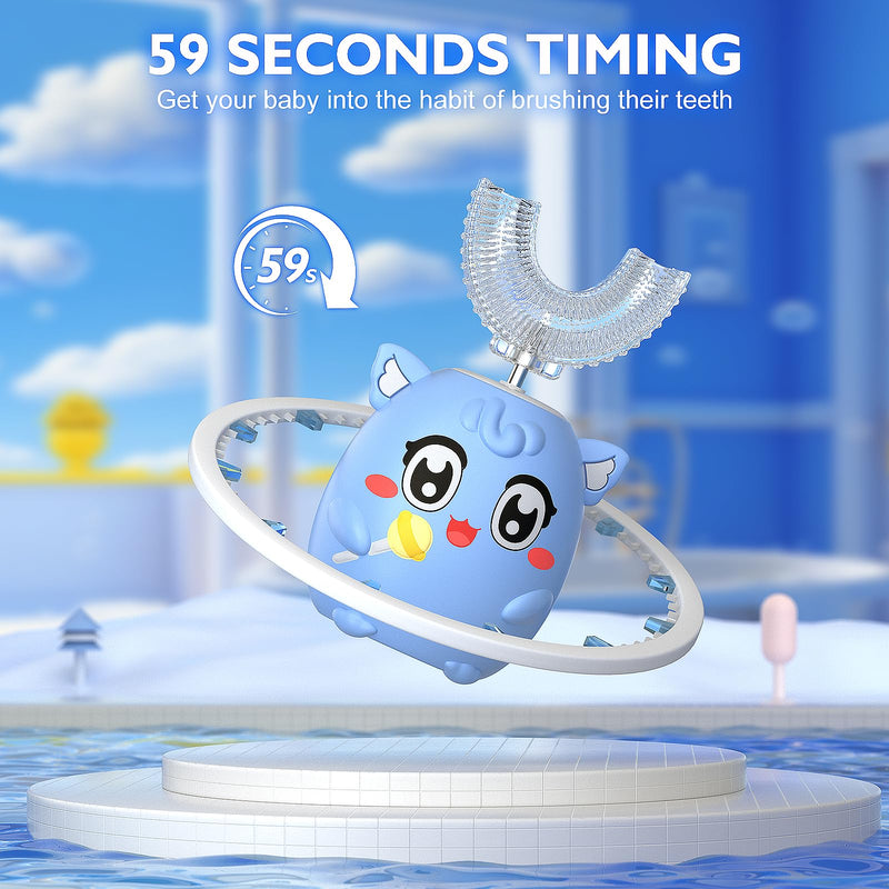 Kids Electric U Shaped Toothbrush Children Rechargeable Sonic Toothbrush with 6 Soft Brush Head Automatic Full Mouth 6 Cleaning Modes - (Age 8-15 Yellow) Yellow Pd