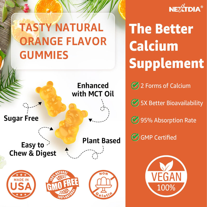Calcium Gummies & Turmeric - Calcium 1200mg with Vitamin D3 K2 B12 5000 IU | Bone, Muscle Strength & Immune Support - Suger-Free Calcium Supplement for Women & Men - Vegan(120 Count) 60 Count (Pack of 2)