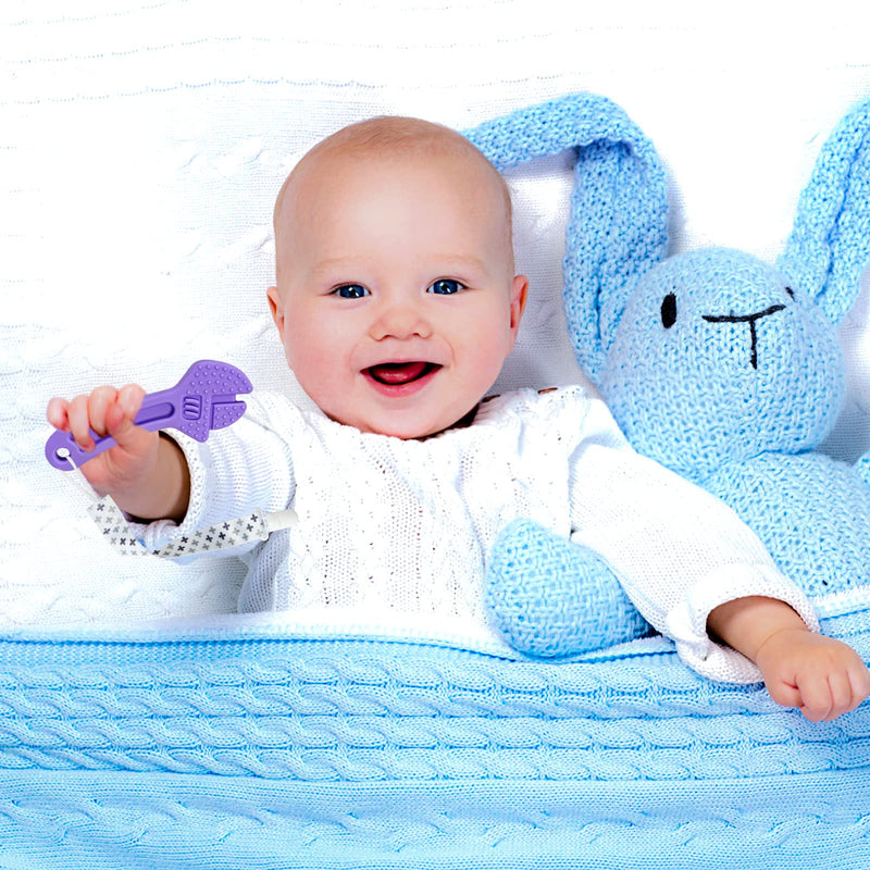 [Australia] - HAILI Baby Teething Toys for 0-6 Months 6-12 Months, Freezer BPA Free Silicone Baby Molar Teether Chew Toys, Hammer Wrench Spanner Pliers Shape Baby Boy Toys Blue 