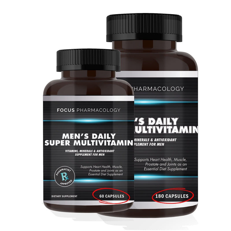 Men's Daily Super Multi-Vitamin for Men - 60 Ct Blend of Vitamins, Minerals, Plus Herbs for Prostate Health and General Energy/Focus 1 Count (Pack of 60) Men's Super Vitamin