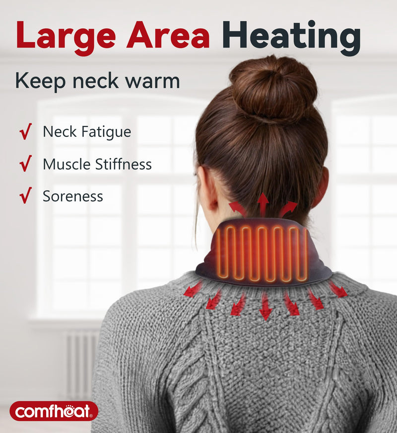 [Australia] - comfheat USB Heated Scarf with 5000 mAh Battery Rechargeable, Portable Neck Heating Pad Wrap for Pain Relief, Thermal Hot Compress Neck Heat Therapy for Muscle Soreness Stiffness 