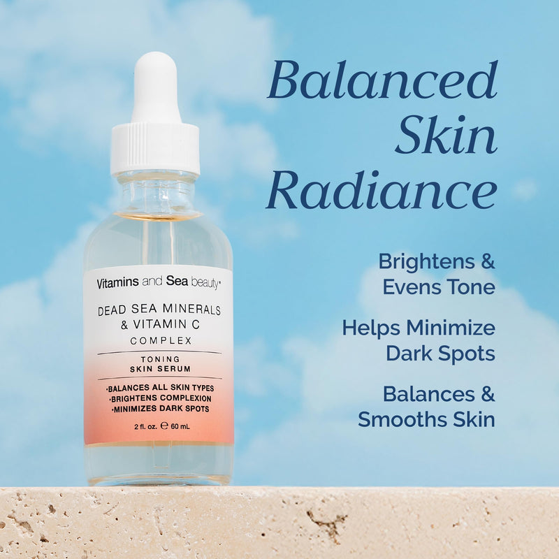 Toning Skin Serum with Vitamin C Complex & Dead Sea Minerals – Brightening, Dark Spot Minimizer, Toning Facial Serum – Vegan, Paraben-Free – 2 fl oz