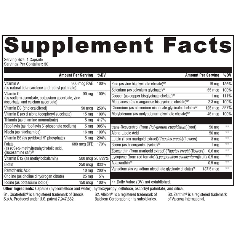 XYMOGEN Multi Basix, 30 Capsules | Daily Multivitamin Supplement, Over 20 Essential Nutrients for Foundational Wellness
