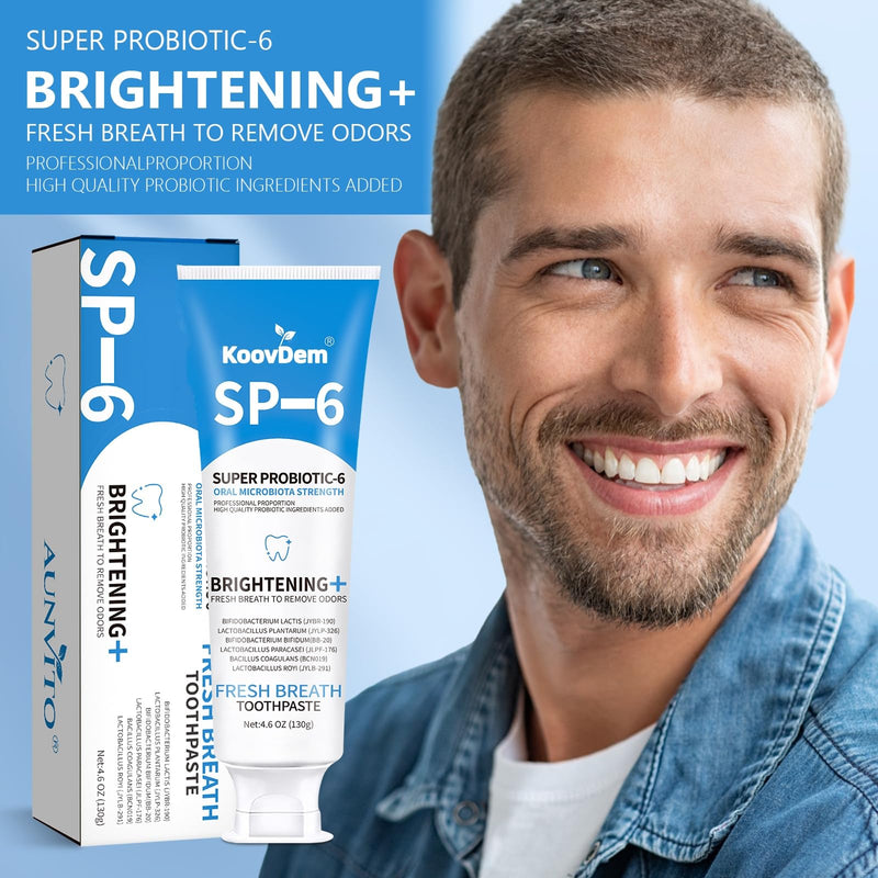 [Australia] - 2025 New Sp-6 Probiotics Whitening Toothpaste-Fluoride-Free, Enhanced Formula with 6 Probiotics for Gum Care & Fresh Breath, Fresh Mint Flavor(2PC)（Blue+Red） 2pc-mix 