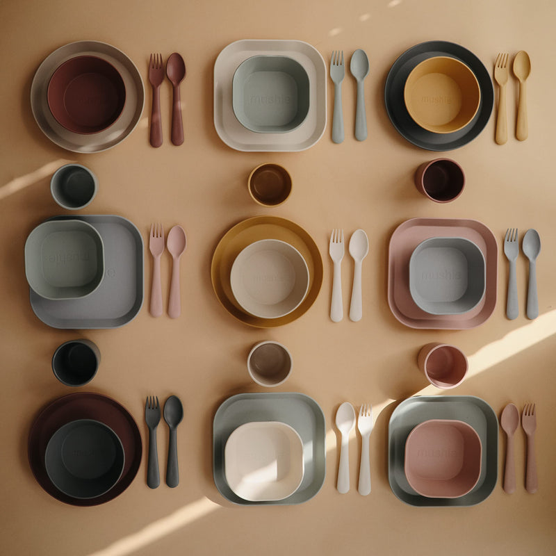 [Australia] - mushie Flatware Fork and Spoon Set for Kids | Made in Denmark (Sage) (Sage) Fork/Spoon 