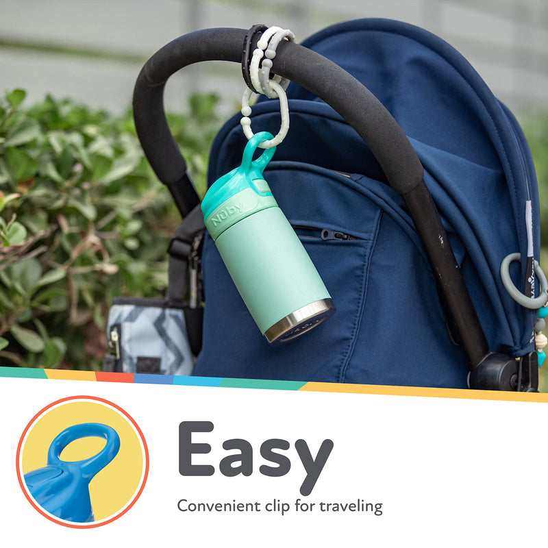 [Australia] - Nuby Thirsty Kids No Spill Flip-It Reflex Stainless Steel Travel Cup or Water Bottle - 10 Oz - 18+ Months - Blue 