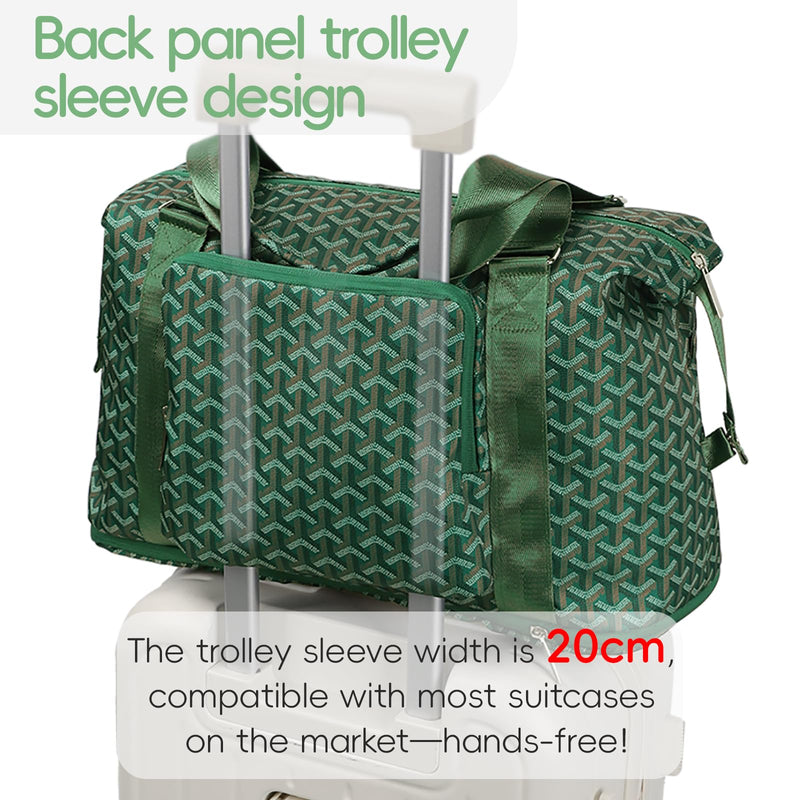 TINYAT Foldable Travel Duffle Bag Expandable Personal Item Travel Bag,32L | Expandable Gym Bag for Women Weekender Carry On Overnight Tote Large Capacity Portable Luggage Bag Olive green