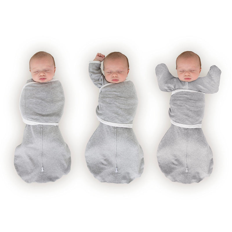 SwaddleDesigns Omni Swaddle Sack for Newborn, Transitional Swaddle Sack with Wrap & Arms Up Sleeves & Mitten Cuffs, Easy Transition Swaddle Sleep Sack, Heathered Gray, Small, 0-3 Months