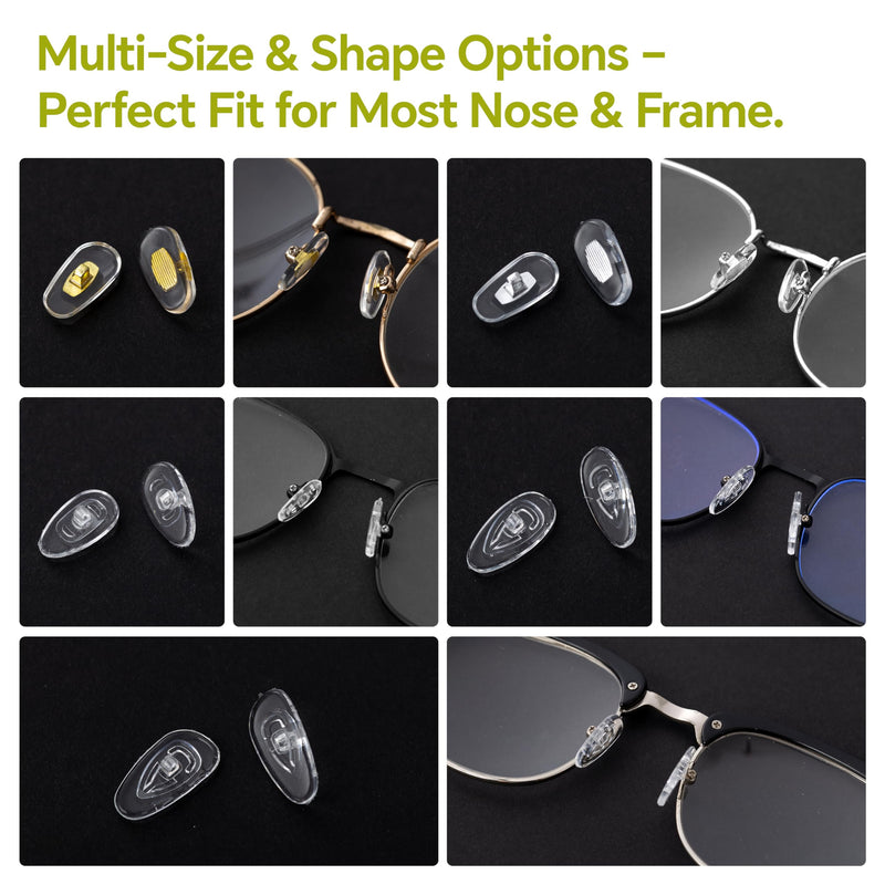 [Australia] - Eyeglass Nose Pads Replacement, 24 Pairs of Screw-in Glasses Nose Pads with Precision Screwdriver Set, Magnetic Eyeglass Repair Kit with Screws, Curved Tweezer for Travel, Birthday Gift, Christmas 