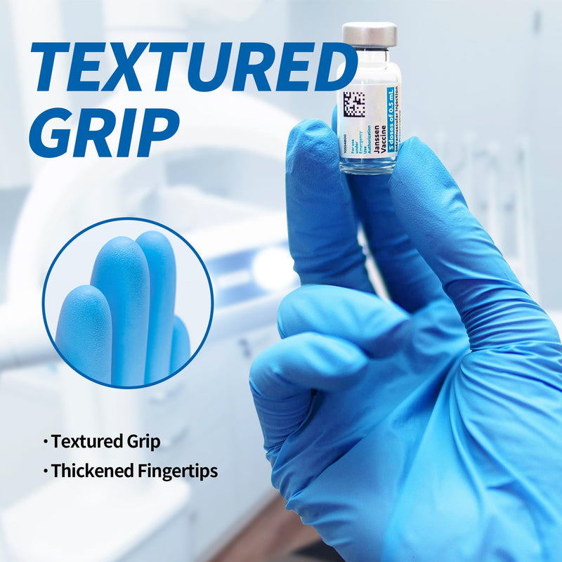 [Australia] - Basic Vinyl Medical Exam Gloves, 4 Mil Powder-Free Latex-Free Food Grade Cleaning Disposable Glove, Blue 100Pcs Blue (Large 100) 