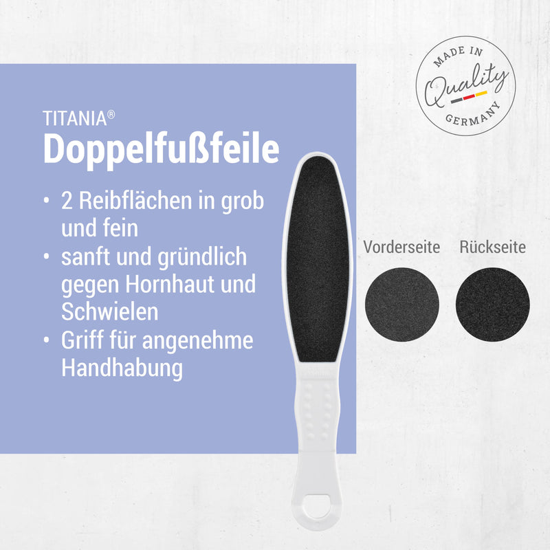 [Australia] - TITANIA double foot file (coarse & fine) • Two-sided callus file • Ergonomic foot file • Effective callus rasp foot • Made in Germany • Foot file (23cm) COARSE & FINE 