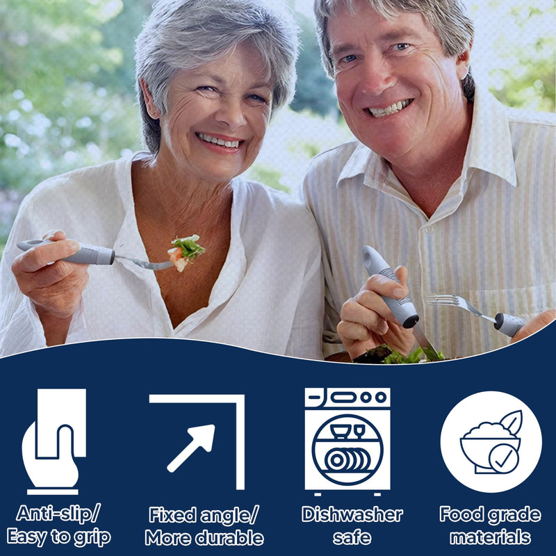 4 pcs Disabled Cutlery for Adults Easy Grip Cutlery for Disabled Hands Eating Aids for Adults Arthritic Hands Comfort Grips Cutlery Great for The Elderly Tremors and Trembling Hands