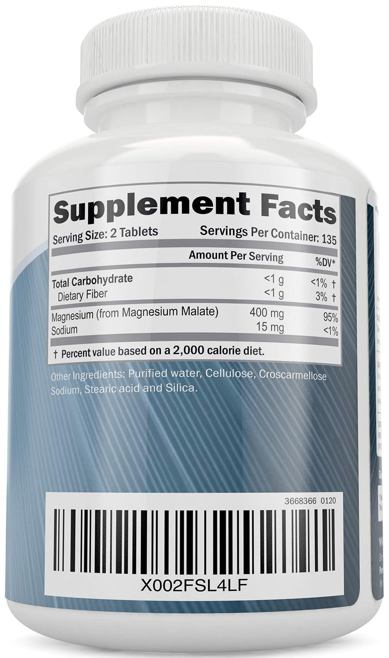 Purely Holistic Magnesium Malate 400mg + Vitamin D3 125mcg K2 MK7 90mcg - 270 Tablets & 150 Capsules - Vegetarian Bundle - Made in USA