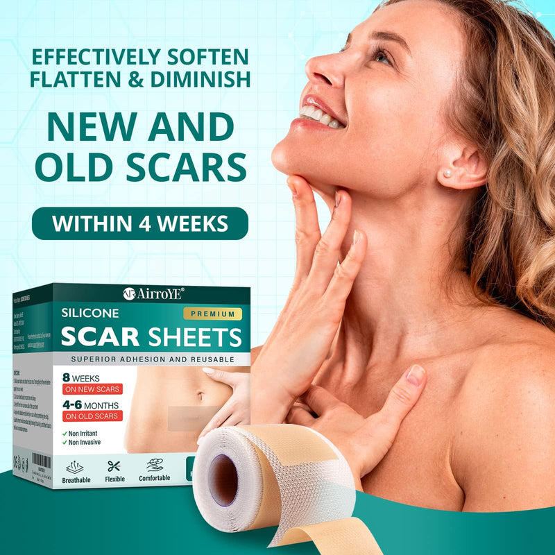 [Australia] - Silicone Scar Sheets, Silicone Scar Tape (1.6"x 60" Roll-1.5M), Reusable and Effective Scar Removal Sheets, Silicone Scar Removal Sheets for Surgical Scars, Healing Keloid, C-Section, Tummy Tuck 