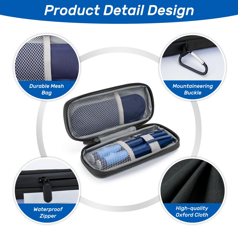 [Australia] - SMYV Insulin Cooler Travel Case with 2 TSA Approved Ice Packs, Medication Cooler for Diabetic Supplies, Compact for Travel and Daily Life (Black) Nylon Black 