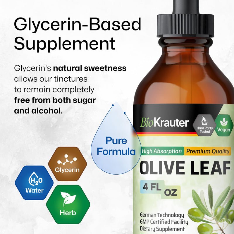 [Australia] - Olive Leaf Extract Liquid - Olive Leaf Tincture for Immune Support - Natural Oleuropein Source - Alcohol and Sugar Free - Vegan Olive Leaf Extract Organic 4 Fl.Oz. 4 Fl Oz (Pack of 1) 