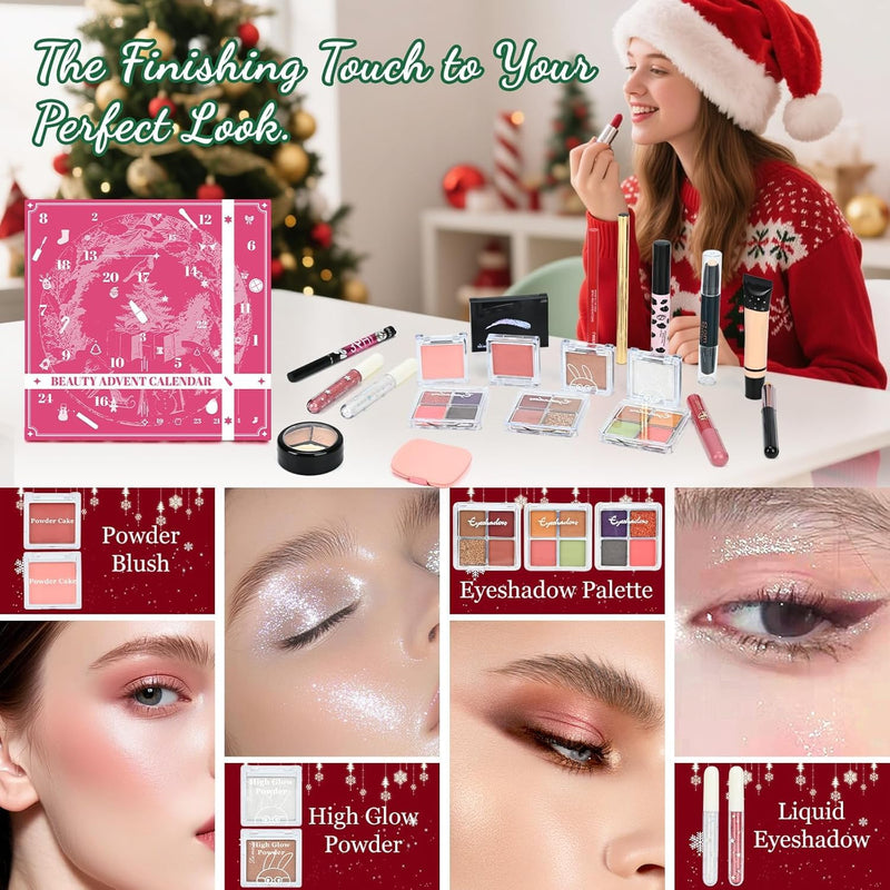 [Australia] - Makeup Advent Calendar 2025 for Women & Teen Girls, 24 Days Christmas Countdown Calendar Beauty Gift Set, 2025 Xmas Gift Surprise Box Calendar Full Makeup Kit Multicolor 