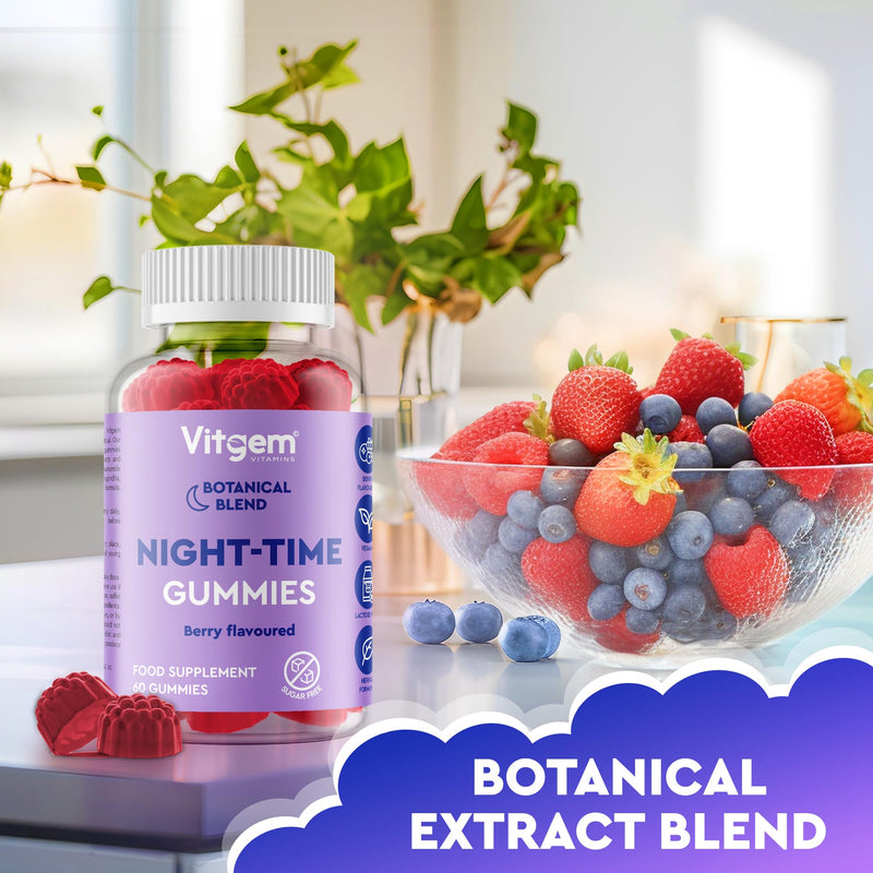 Magnesium Glycinate Gummies with L-Theanine and Ashwagandha - Night-Time Sleep Gummies for Adults, Sugar-Free Vegan Berry Flavour - 120 Servings (Set of 2)