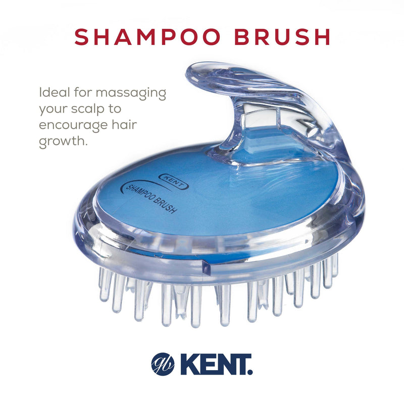 KENT SH1 BLU Scalp Scrubber Hair Brush and Scalp Exfoliator Brush for Distributing Shampoo and Conditioner, Shower Scalp Massage Tool and Hair Growth Brush Shower Brush with 42 Soft Rubber Bristles 3 Pack Blue