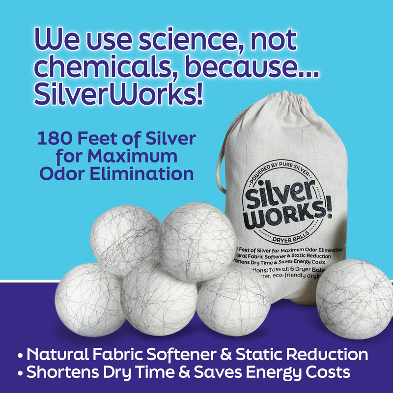 [Australia] - Wool Dryer Balls Laundry Reusable - Odor Eliminating Dryer Laundry Balls with Silver Technology - Natural Fabric Softener and Static Reducer, Reduce Drying Time and Energy Costs - 6 Pack 