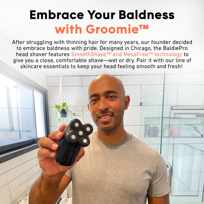 [Australia] - Groomie 7-Piece Men's Hair Clippers & Grooming Kit - Includes Precision Clipper, 3-5-7mm Clipper Guards, Ear & Nose Trimmers, Exfoliation Brush, and Pre-Shave Massager - Perfect for Beginners 