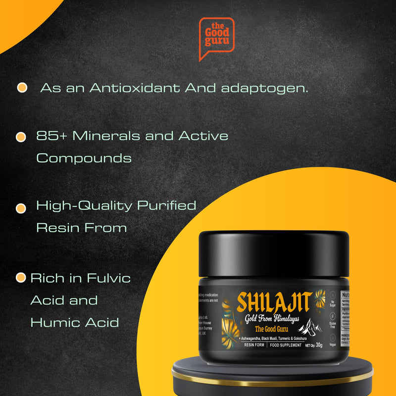 Shilajit 30g | 500 mg -with Ashwagandha, Black Musli, Turmeric & Gokshura - Original Gold from Himalayan Shilajit |100% Pure Resin Shilajit Shilajit | Vegan-Friendly Gold Shilajit