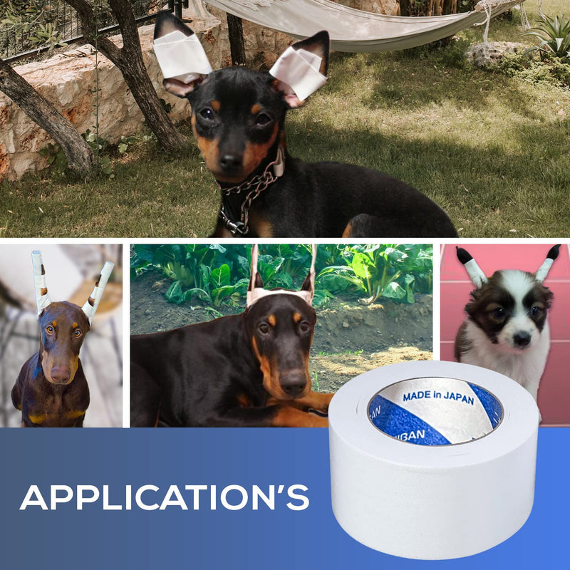 Ear Tape for Dogs 2 Pack with Dog Ear Cleaner Cotton Swabs, Self Adhesive Cotton Tape for Dog Ear Protection and Support, Ear Care Set for Dogs (Tape Width_1 inch(25mm)) 1.0 inch (25 mm) - PawsPlanet Australia