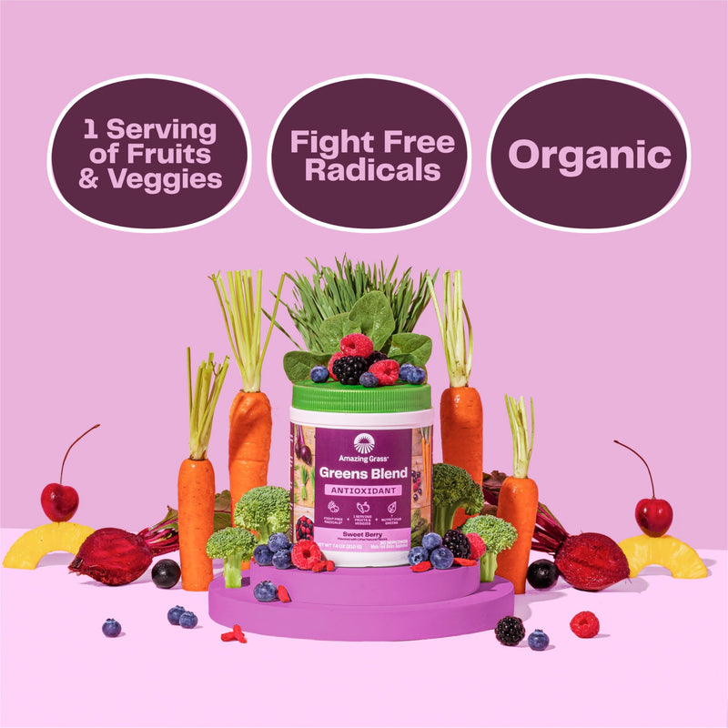 [Australia] - Amazing Grass Greens Superfood Antioxidant: Greens Powder with Organic Spirulina, Beet Root Powder, Elderberry & Probiotics, Sweet Berry, 60 Servings (Packaging May Vary) Antioxidant - Sweet Berry 60 Servings (Pack of 1) 