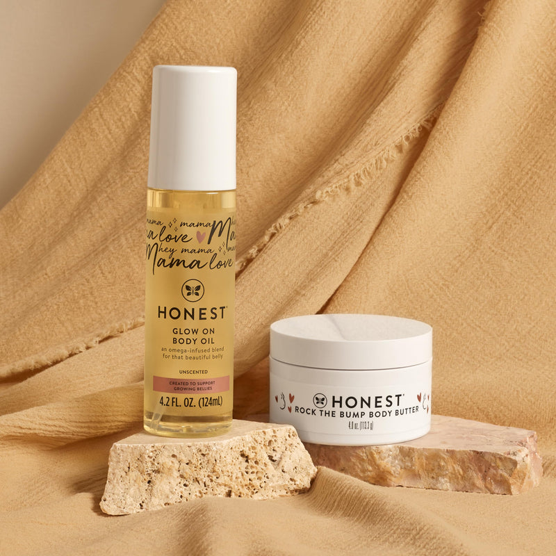 [Australia] - The Honest Company Honest Mama Body and Belly Bump Love Bundle Moisturizing Plant Based Oil and Stretch Mark Butter Cream Body Butter + Body Oil Bundle 