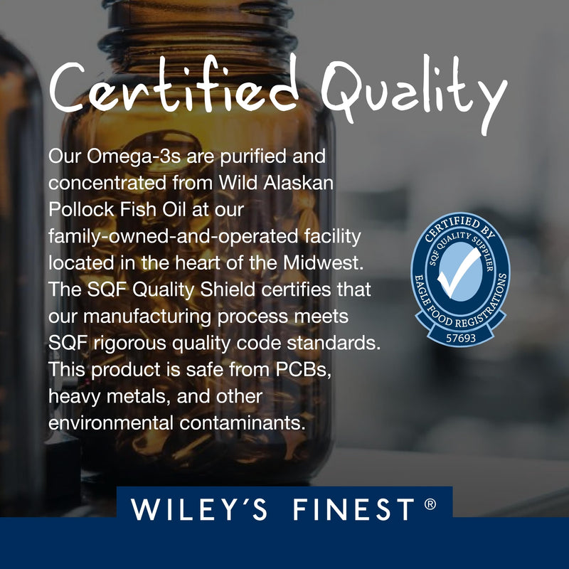 [Australia] - Wiley's Finest Wild Alaskan Fish Oil Peak EPA - Triple Strength Peak EPA and DHA - 1000mg Omega-3s, SQF-Certified - 90 Softgels (90 Servings) 90 Count (Pack of 1) 