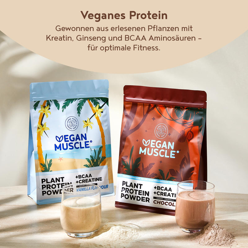 [Australia] - Vegan Protein Powder + Creatine + BCAA | Chocolate | 600g protein powder | Premium quality protein | Made in Germany | Alpha Foods 