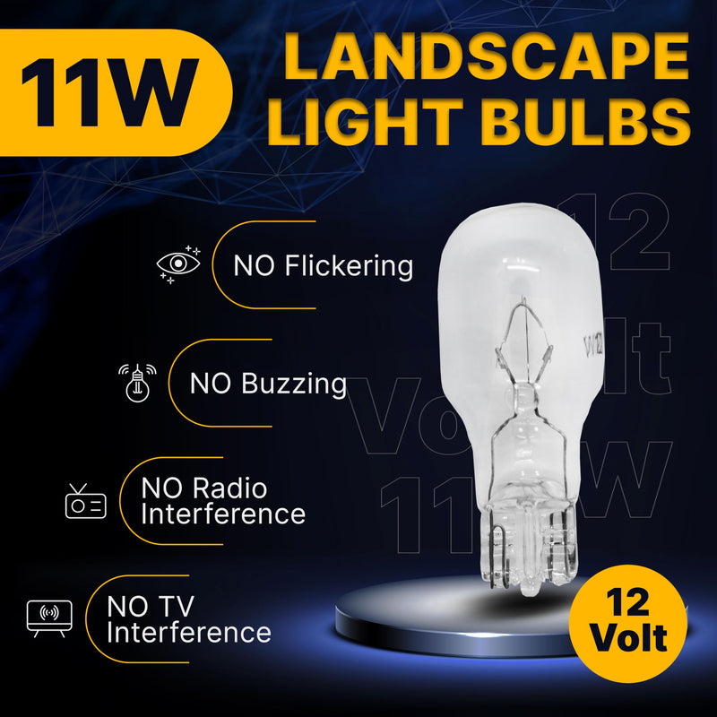 [Australia] - Landscape Low Voltage - 12 Volt 11W - T5 Wedge Bulbs - Compatible with Malibu Lights - Garden - Deck Light Bulbs - Yard Bulbs - 10 Pack (Clear) Clear 
