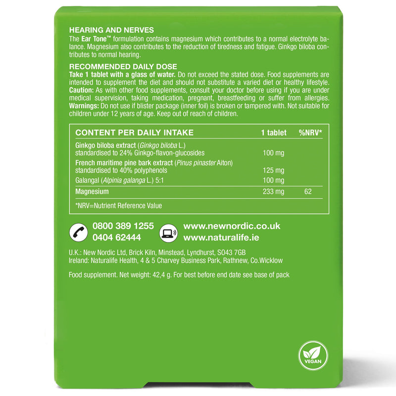 New Nordic Ear Tone, Supports Normal Hearing, with Ginko Bilboa and Magnesium for Electrolyte Balance, 30 Tablets 30 count (Pack of 1)