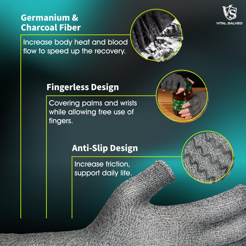 [Australia] - Vital Salveo-Fingerless Compression Arthritis Gloves Carpal Tunnel Computer Typing for Men and Women Daily Support (1 Pair) Light Grey X-Large (1 Pair) 