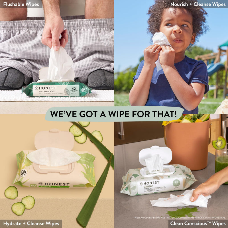[Australia] - The Honest Company Calm + Cleanse Naturally Scented Wipes | Cleansing Multi-Tasking Wipes | 99% Water, Plant-Based, Hypoallergenic | Lavender, 60 Count 