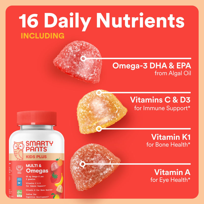 SmartyPants Kids Daily Nutrition & Immunity Bundle: Multivitamin + Multi & Immunity Gummies with Vitamins C, D3, B12, A & Zinc – Gluten Free, Non-GMO, 60 Count Each (Pack of 2)