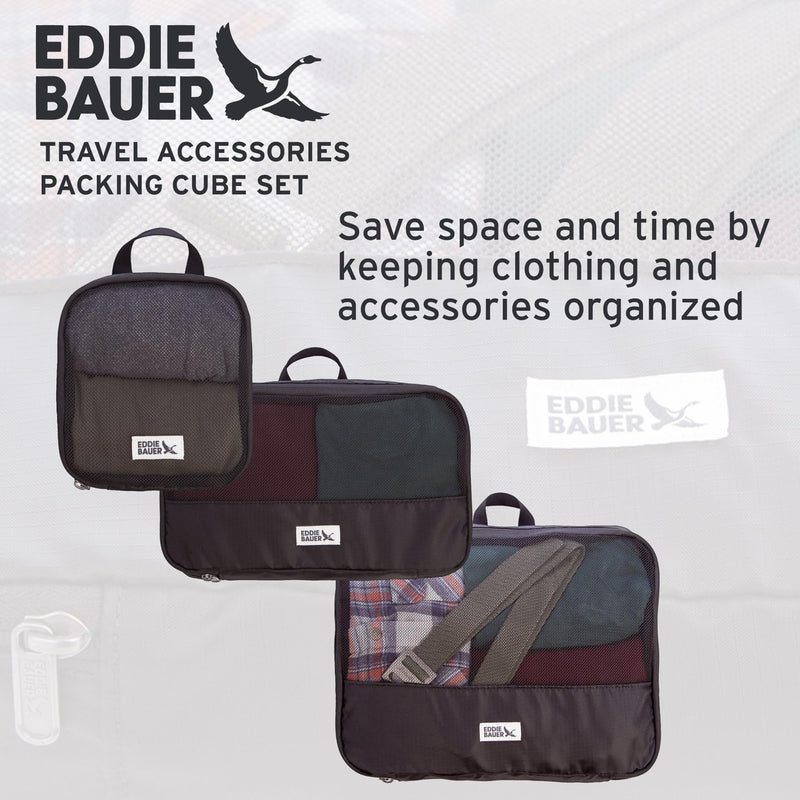 Eddie Bauer 5 Set Packing Organizer Cubes for Suitcases, Travel Essentials for Carry on, Lugagge Oganizer Bags Set Accessories, Black One Size