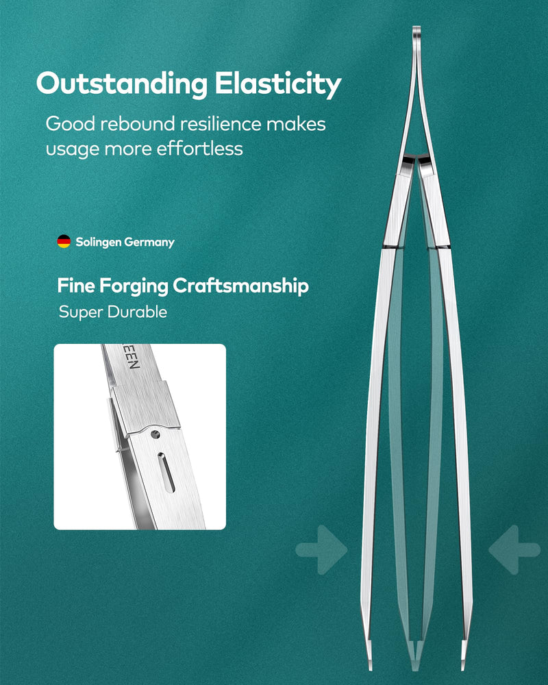 [Australia] - MR.GREEN tweezers, professional precision eyebrow tweezers for women and men, Solingen stainless steel beveled hair removal tweezers, premium eyebrow tweezers 