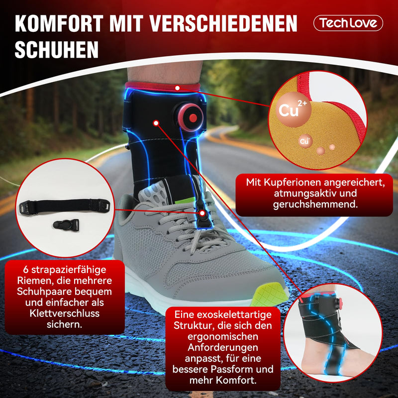 [Australia] - Tech Love AFO Foot Lifter Orthosis - Patented Foot Lifter to Support Walking with Shoes, Cramp and Ankle Sprain Prevention, Unisex | Left foot 